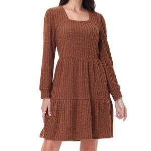 FRYE Women's Ribbed Dress - Orange (Autumn Glaze) Stretch Knit Fabric